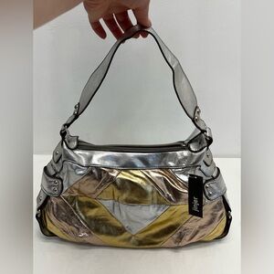 Y2K Metallic Patchwork Shoulder Bag Silver Gold – New With Tags